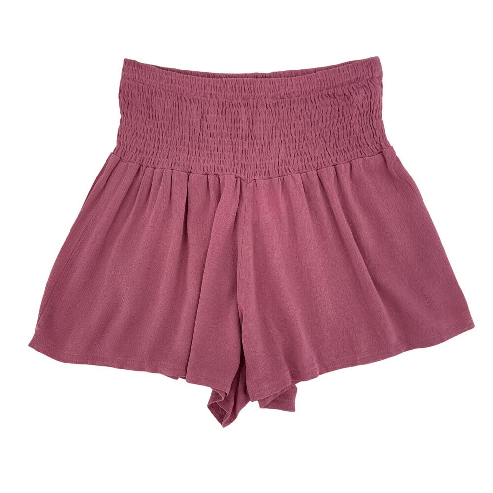 Shein Vcay Smocked Waist Shorts Size Small Mauve Pink NWT